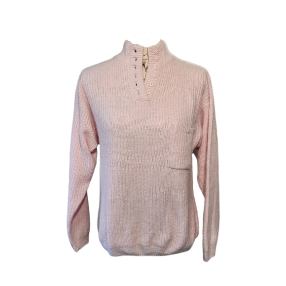 Norm Thompson Sweater Silk Angora Rabbit Lamb Wool Size Small Pink Knit VTG - Picture 1 of 7